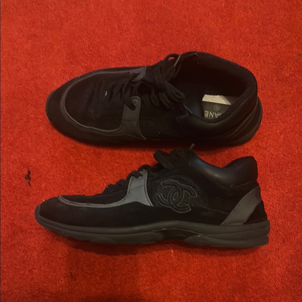CHANEL Men's Black and Gray Sneakers